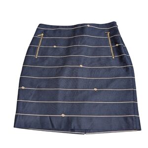 The Limited Nautical Skirt Petite Size 10 Navy and Cream with Gold